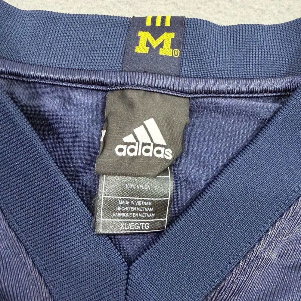 Adidas Football Jersey Mens XL Navy Michigan Wolverines 1 Mesh V-Neck NCAA y2k